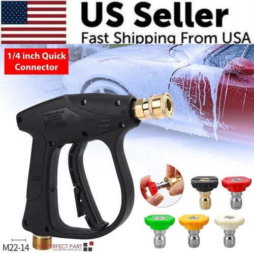 1/4" High Pressure Washer Gun 4000 PSI Car Wash Foam Spray Short Wand