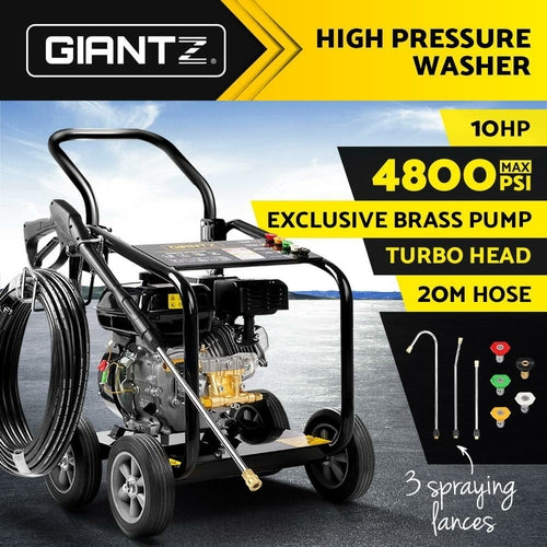 Giantz 4800PSI Petrol High Pressure Cleaner Washer 10HP 20M Hose